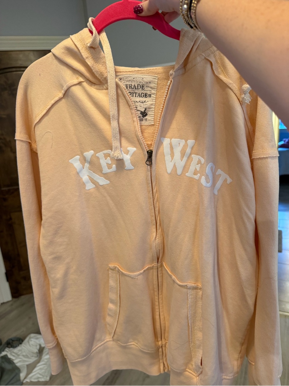 Heritage Peach Zip-Front Utility Hoodie Jacket
